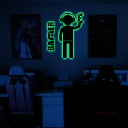 Gamer Wall Decals Stickers Glow in The Dark Wall Decals Game Wall Stickers Gaming Controller Wall Decals Game Room Decor Video Game Decal for Boys Kids Girls Bedoom Playroom Wall Decor… (Green)